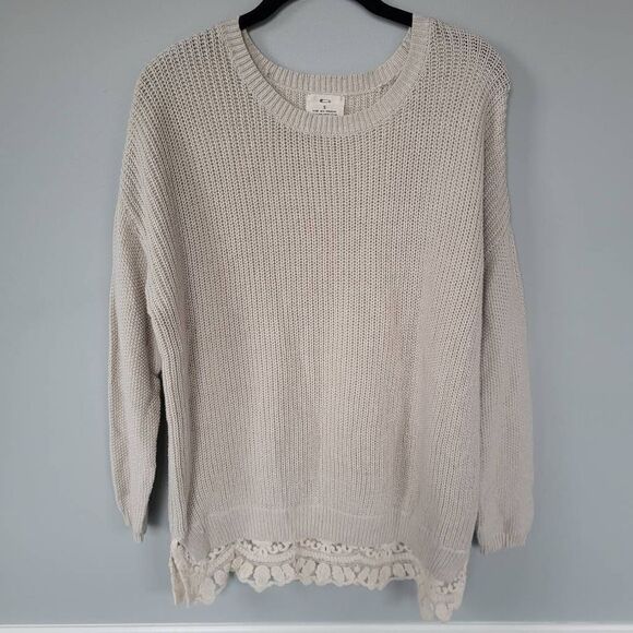 Urban Outfitters Pins & Needles Womens Small Pullover Sweater Beige Lace Bottom - Picture 1 of 8